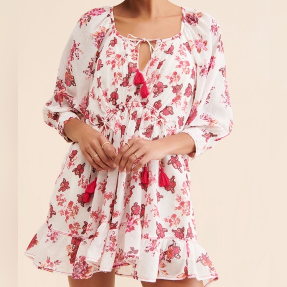 Free People Dresses & Skirts - Free People Carmella Mini Floral Boho Cotton Dress Pink Florals